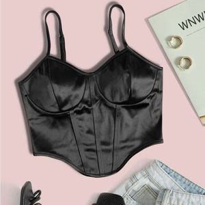 SHEIN Faux Satin Corset Top M Black ✨Bundle Preferred✨